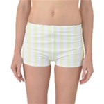 Vertical Stripes - White and Cream Yellow Reversible Boyleg Bikini Bottoms