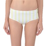 Vertical Stripes - White and Cream Yellow Mid-Waist Bikini Bottoms