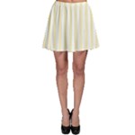 Vertical Stripes - White and Blond Yellow Skater Skirt