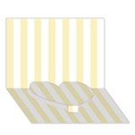 Vertical Stripes - White and Blond Yellow Heart Bottom 3D Greeting Card (7x5)