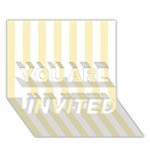 Vertical Stripes - White and Blond Yellow YOU ARE INVITED 3D Greeting Card (7x5)