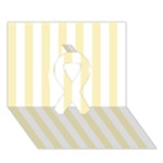 Vertical Stripes - White and Blond Yellow Ribbon 3D Greeting Card (7x5)