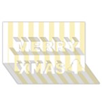 Vertical Stripes - White and Blond Yellow Merry Xmas 3D Greeting Card (8x4)