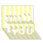 Vertical Stripes - White and Pastel Yellow Miss You 3D Greeting Card (7x5)