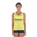 Vertical Stripes - White and Canary Yellow Women s Sport Tank Top