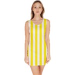 Vertical Stripes - White and Canary Yellow Bodycon Dress