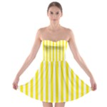 Vertical Stripes - White and Canary Yellow Strapless Bra Top Dress