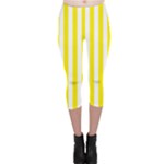 Vertical Stripes - White and Canary Yellow Capri Leggings