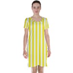 Vertical Stripes - White and Canary Yellow Short Sleeve Nightdress