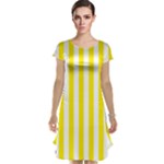 Vertical Stripes - White and Canary Yellow Cap Sleeve Nightdress