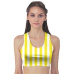 Vertical Stripes - White and Canary Yellow Women s Sports Bra