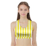 Vertical Stripes - White and Canary Yellow Women s Sports Bra with Border