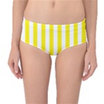 Vertical Stripes - White and Canary Yellow Mid-Waist Bikini Bottoms