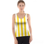 Vertical Stripes - White and Gold Yellow Tank Top