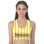 Vertical Stripes - White and Gold Yellow Women s Sports Bra