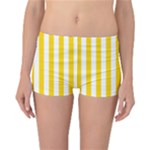 Vertical Stripes - White and Gold Yellow Reversible Boyleg Bikini Bottoms