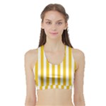 Vertical Stripes - White and Deep Lemon Yellow Women s Sports Bra with Border