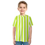 Vertical Stripes - White and Fluorescent Yellow Kid s Sport Mesh Tee