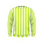 Vertical Stripes - White and Fluorescent Yellow Kid s Sweatshirt