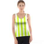 Vertical Stripes - White and Fluorescent Yellow Tank Top