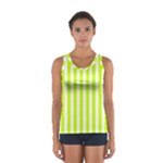 Vertical Stripes - White and Fluorescent Yellow Women s Sport Tank Top