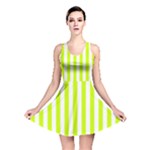 Vertical Stripes - White and Fluorescent Yellow Reversible Skater Dress