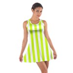 Vertical Stripes - White and Fluorescent Yellow Cotton Racerback Dress