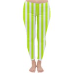 Vertical Stripes - White and Fluorescent Yellow Winter Leggings