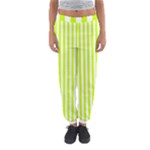 Vertical Stripes - White and Fluorescent Yellow Women s Jogger Sweatpants