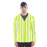 Vertical Stripes - White and Fluorescent Yellow Hooded Wind Breaker (Men)