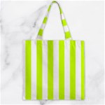 Vertical Stripes - White and Fluorescent Yellow Zipper Grocery Tote Bag