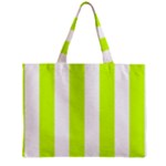 Vertical Stripes - White and Fluorescent Yellow Zipper Mini Tote Bag