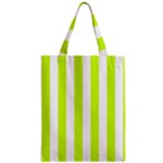 Vertical Stripes - White and Fluorescent Yellow Zipper Classic Tote Bag