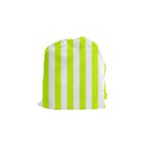 Vertical Stripes - White and Fluorescent Yellow Drawstring Pouch (S)