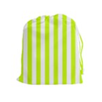 Vertical Stripes - White and Fluorescent Yellow Drawstring Pouch (XL)