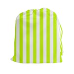 Vertical Stripes - White and Fluorescent Yellow Drawstring Pouch (XXl)