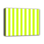 Vertical Stripes - White and Fluorescent Yellow Deluxe Canvas 16  x 12  (Stretched)