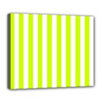 Vertical Stripes - White and Fluorescent Yellow Deluxe Canvas 24  x 20  (Stretched)