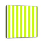 Vertical Stripes - White and Fluorescent Yellow Mini Canvas 6  x 6  (Stretched)