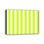 Vertical Stripes - White and Fluorescent Yellow Mini Canvas 7  x 5  (Stretched)