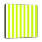 Vertical Stripes - White and Fluorescent Yellow Mini Canvas 8  x 8  (Stretched)