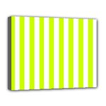 Vertical Stripes - White and Fluorescent Yellow Canvas 14  x 11  (Stretched)