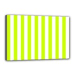 Vertical Stripes - White and Fluorescent Yellow Canvas 18  x 12  (Stretched)