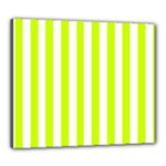 Vertical Stripes - White and Fluorescent Yellow Canvas 24  x 20  (Stretched)