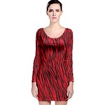 Red Zebra Stripes Animal Print Pattern Sleeve Velvet Bodycon Dress