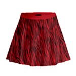 Red Zebra Stripes Animal Print Pattern  Mini Flare Skirt