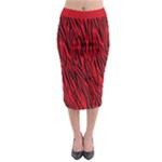 Red Zebra Stripes Animal Print Pattern Midi Pencil Skirt