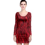 Red Zebra Stripes Animal Print Pattern Long Sleeve Bodycon Dress