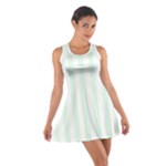 Vertical Stripes - White and Pale Green Cotton Racerback Dress