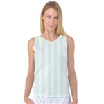 Vertical Stripes - White and Pale Green Women s Basketball Tank Top